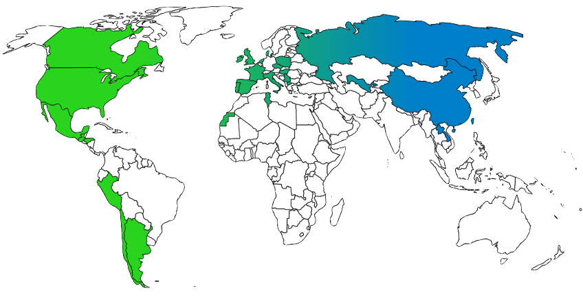 Map with all the places where Benjamin Vermeer has worked